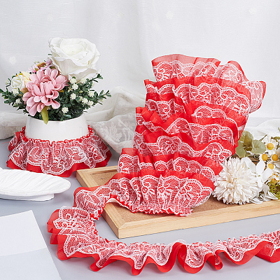 10 Yards Polyester Lace Ribbon OCOR-GF0006-25A-1