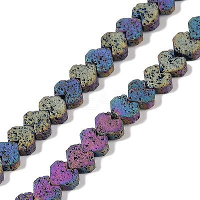 Electroplated Natural Lava Rock Beads Strands G-Q1009-G01-02C-1