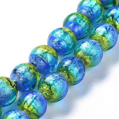 Handmade Silver Foil Lampwork Beads FOIL-K001-02A-12mm-1