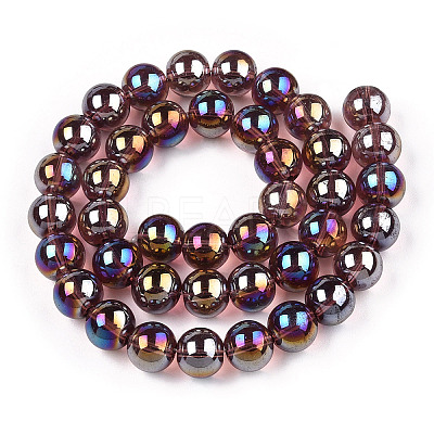 Electroplate Transparent Glass Beads Strands GLAA-T032-T10mm-AB19-1