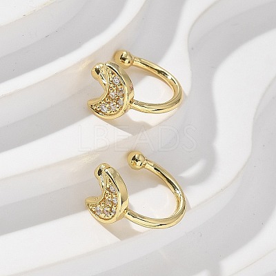 Golden Plated Brass Micro Pave Cubic Zirconia Cuff Earrings EJEW-L244-42G-1