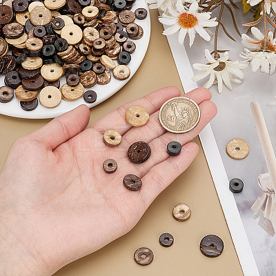 300Pcs 6 Styles Coconut Wood Bead WOOD-PH0003-97-1
