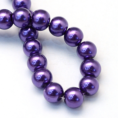 Baking Paint Pearlized Glass Pearl Round Bead Strands HY-Q003-6mm-76-1