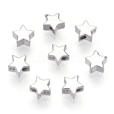 Rhodium Plated 925 Sterling Silver Beads STER-T004-76P-1