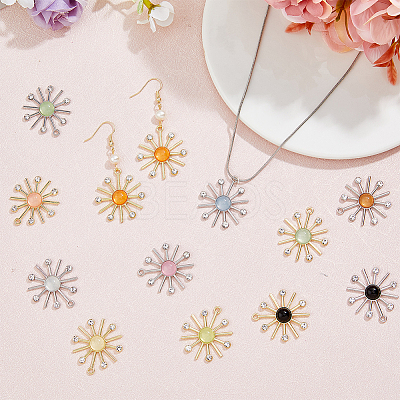 24Pcs 12 Colors Cat Eye Sun Pendants with Crystal Rhinestone FIND-FH0007-93-1