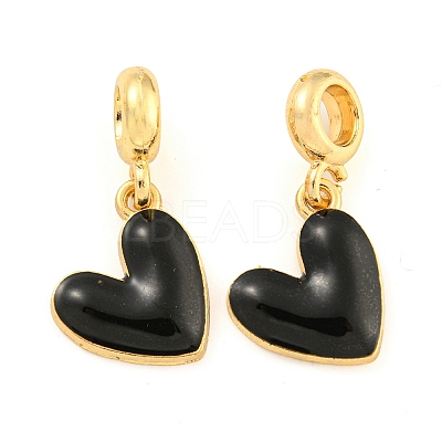 Rack Plating Alloy Enamel Heart European Dangle Charms FIND-B034-20G-04-1