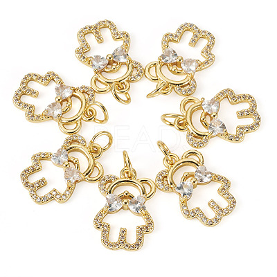 10Pcs Brass with Cubic Zirconia Pendants KK-TA0002-13-1