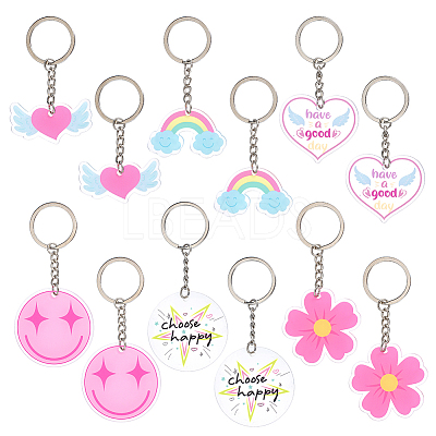 12Pcs 6 Style Acrylic Keychains KEYC-HY0001-40-1