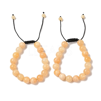 10mm Round Natural Yellow Jade Braided Bead Bracelets BJEW-C067-01C-12-1