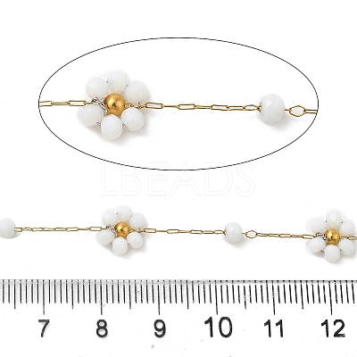 Handmade 304 Stainless Steel Beaded Chains CHS-L031-08G-02-1