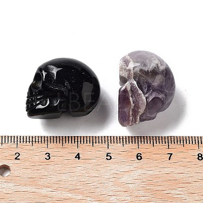 Natural Gemstone Carved Skull Statues Ornament G-P525-08-1