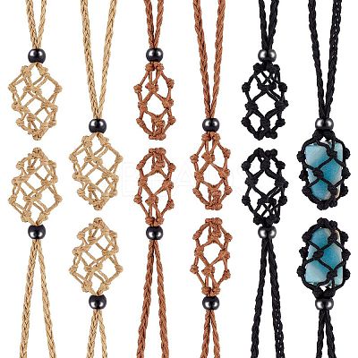 Braided Waxed Cotton Thread Cords Macrame Pouch Necklace Making AJEW-SW00021-1