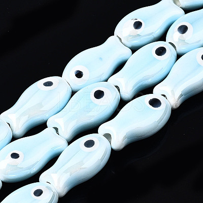 Handmade Porcelain Ceramic Beads Strands X1-PORC-T006-03O-1