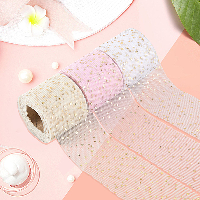 3 Rolls 3 Colors Polyester Organza Ribbons for Sewing Decoration OCOR-CY0002-23-1