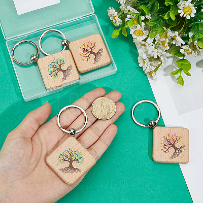 1 Bag Wood Keychains KEYC-PH0002-30-1