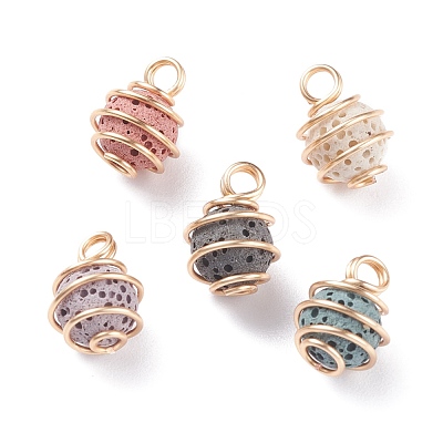 Unwaxed Natural Lava Rock Charms PALLOY-JF01334-1