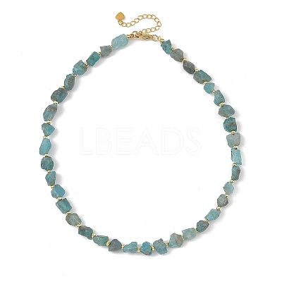 Rough Natural Blue Apatite Nuggets Beaded Necklaces NJEW-JN06376-1