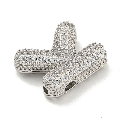 Platinum Plated Brass Micro Pave Cubic Zirconia Pendants KK-L073-001P-K-1