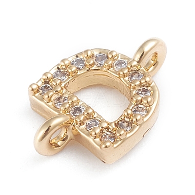 Brass Micro Pave Cubic Zirconia Letter Links ZIRC-I042-16G-D-1