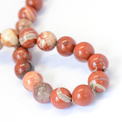 Natural Red Jasper Round Bead Strands X-G-E334-6mm-27-1