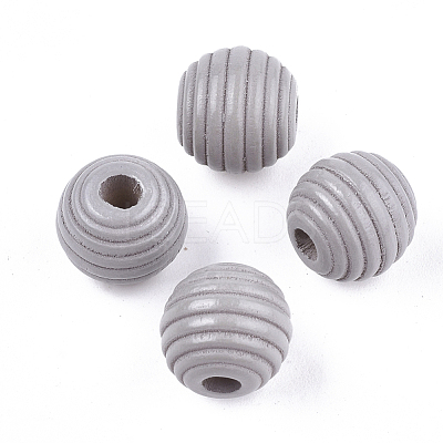 Painted Natural Wood Beehive Beads WOOD-S049-04A-08-1