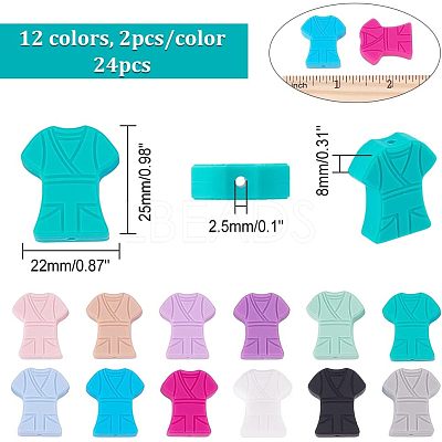 24Pcs 12 Colors Food Grade Eco-Friendly Silicone Focal Beads SIL-CA0001-19-1