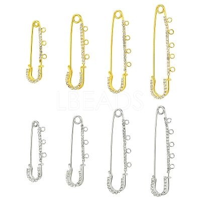 8Pcs 8 Styles Iron Rhinestone Safety Pins FIND-CJ0004-92-1