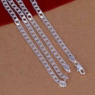 Popular Silver Color Plated Brass Curb Chain Necklaces For Men NJEW-BB12724-24-1