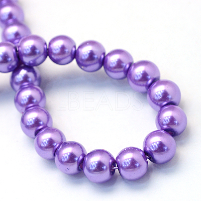 Baking Paint Pearlized Glass Pearl Round Bead Strands X-HY-Q003-10mm-27-1