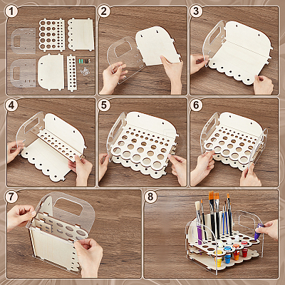 Acrylic & Wood Oil Painting Brush Pen Storage Rack ODIS-WH0043-245-1