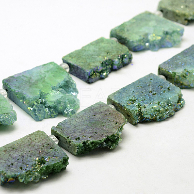 Electroplated Natural Druzy Crystal Beads Strands G-N0257-07-1