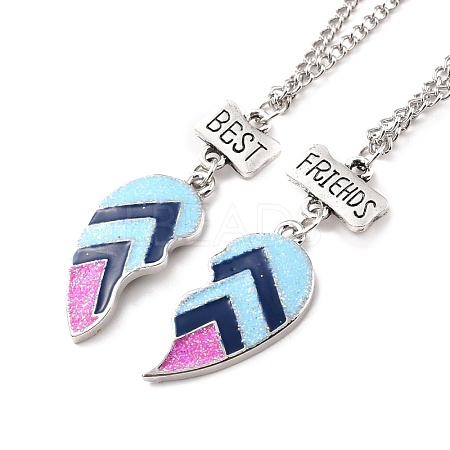 BFF/Best Friends Forever Alloy Pendant Necklaces NJEW-K124-02D-P-1