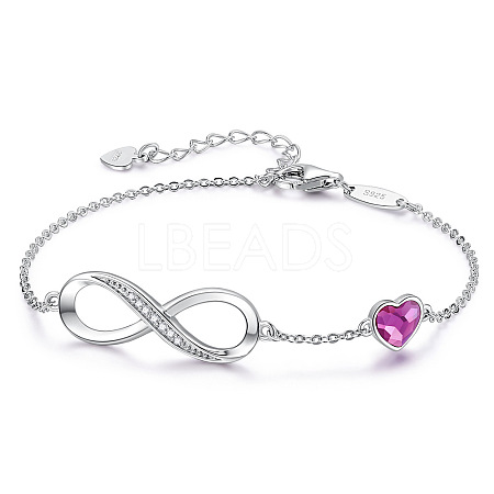 Infinity & Heart 925 Sterling Silver Pave Cubic Zirconia Link Bracelets FS-WGF63DC-06-1