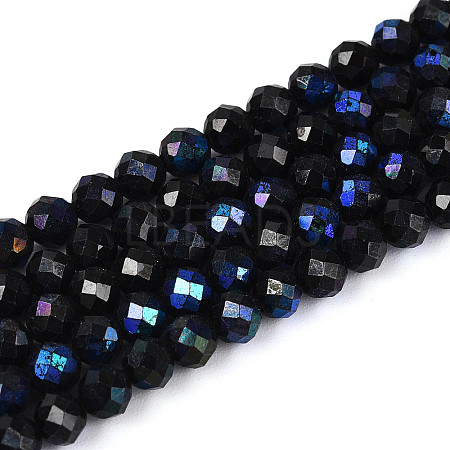 AB Color Plated Natural Black Spinel Beads Strands G-T144-B07-03-1