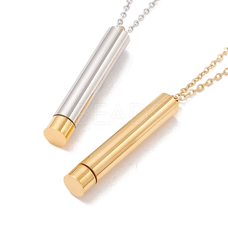 Ion Plating(IP) 304 Stainless Steel Column Pendant Necklace NJEW-P262-14-1