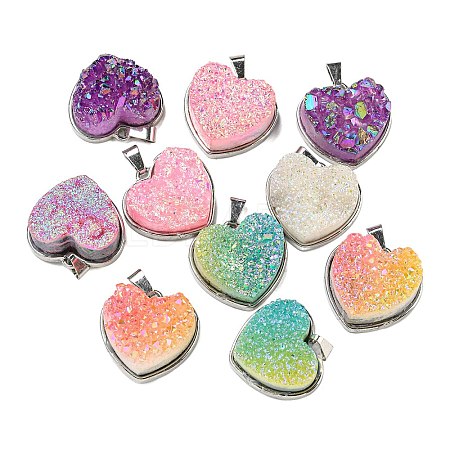 Eletroplated Natural Druzy Agate Pendants G-G131-01P-1