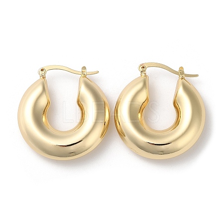 Donut Brass Hoop Earrings EJEW-K247-08G-1