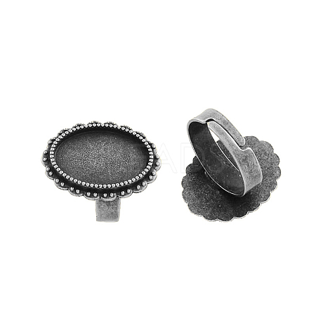 Vintage Adjustable Iron Finger Ring Components Alloy Cabochon Bezel Settings X-PALLOY-Q300-25AS-NR-1