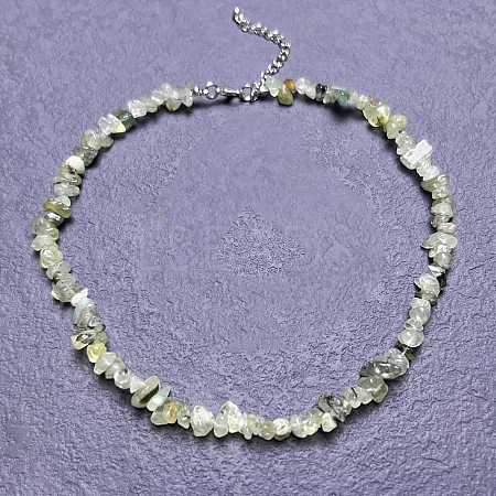 Natural Prehnite Chip Beaded Necklaces for Women IW6789-57-1