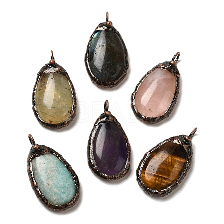 Natural Mixed Gemstone Pendants G-K381-05R-1