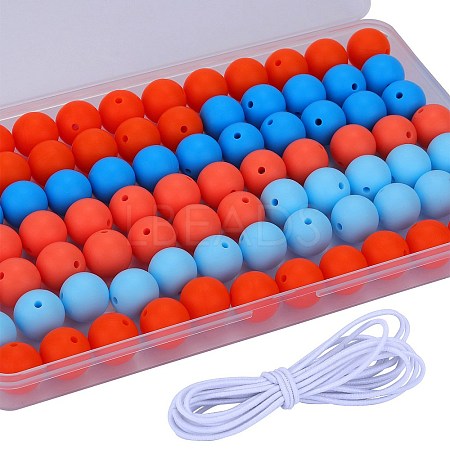 80Pcs 4 Style Round Silicone Focal Beads SIL-SZ0001-22L-1