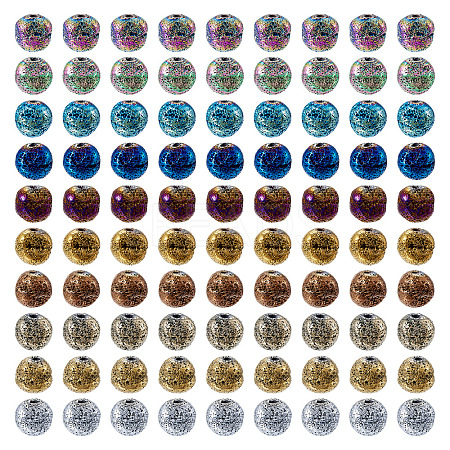 100Pcs 10 Colors Electroplated Natural Lava Rock Beads Strands G-PJ0001-03C-1