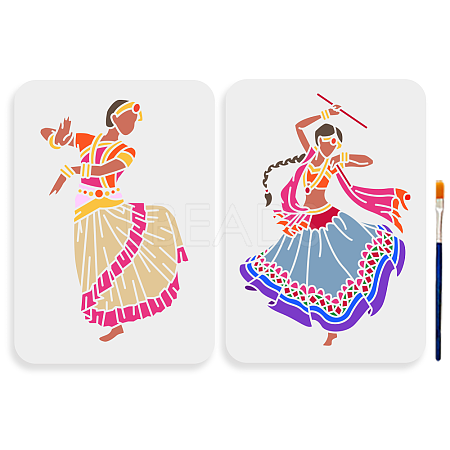 MAYJOYDIY US 1 Set Dancer PET Hollow Out Drawing Painting Stencils DIY-MA0005-29-1