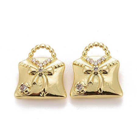 Brass Micro Pave Clear Cubic Zirconia Charms KK-Z024-03G-1