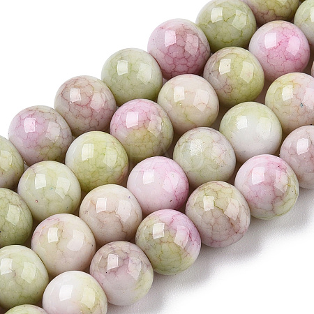 Opaque Crackle Glass Round Beads Strands GLAA-T031-01H-1