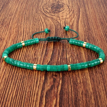 Dyed Natural White Jade Heishi Beads Adjustable Braided Bracelets for Men Women BX7041-8-1