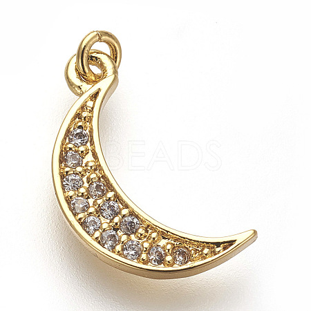 Brass Micro Pave Cubic Zirconia Charms ZIRC-E152-27G-RS-1