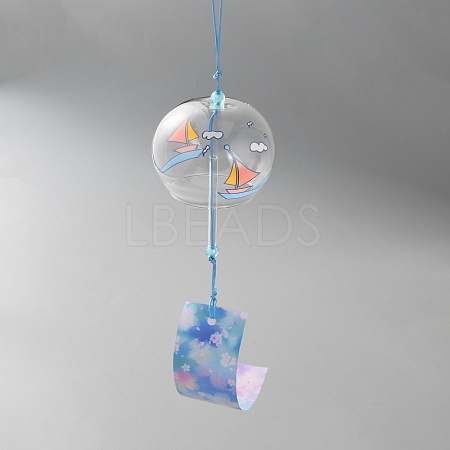 High Borosilicate Glass Round Japanese Wind Chime HJEW-WH0130-05F-1