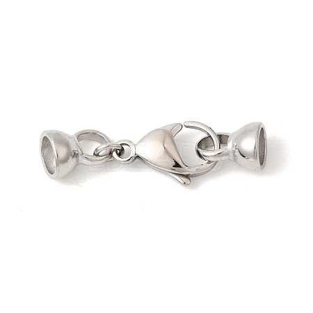 304 Stainless Steel Lobster Claw Clasps and Cord End High Polished STAS-B128-08P-02-1