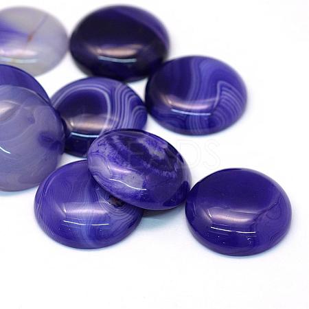 Dyed Natural Striped Agate/Banded Agate Cabochons G-R348-24mm-03-1